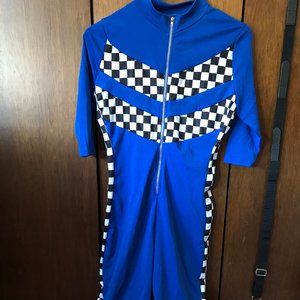 Cobalt Blue, Black And White Jumpsuit